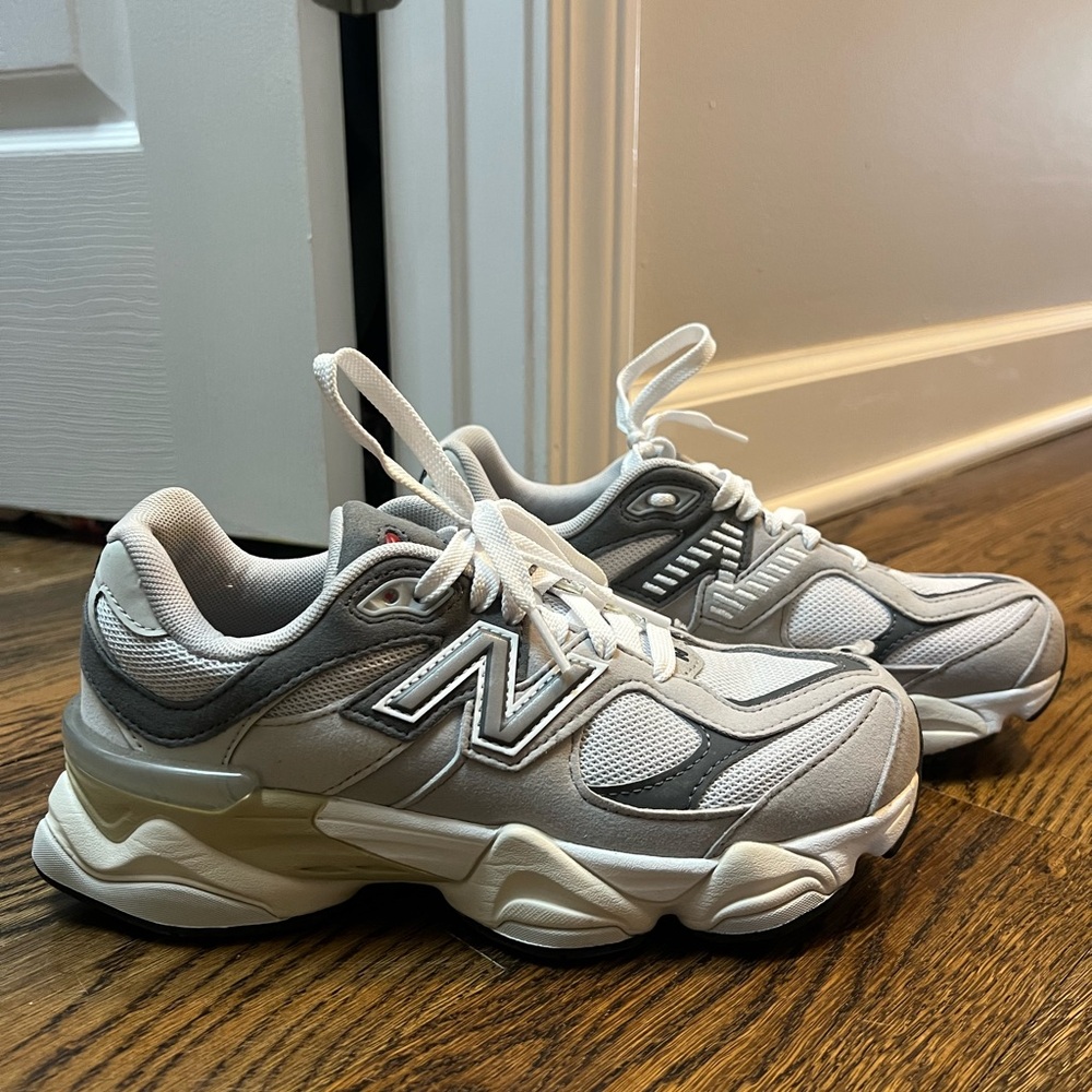 New Balance White and Gray Retro Runner Sneakers
